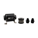 Deatschwerks In-line fuel filter element and housing kit, stainless steel 10 micron, -8AN, 70mm. Universal