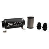 Deatschwerks In-line fuel filter element and housing kit, stainless steel 5 micron, -10AN, 110mm. Universal