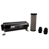 Deatschwerks In-line fuel filter element and housing kit, stainless steel 5 micron, 160mm. Universal