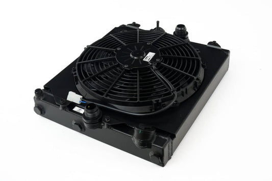 CSF HIGH-PERFORMANCE ALL ALUMINUM “HAlf Rad” w/ adjustable -16 or slip-on fittings & 12? SPAL FAN/shroud - Evo 7, 8, & 9 - Black Finish for High-End Stealth Look