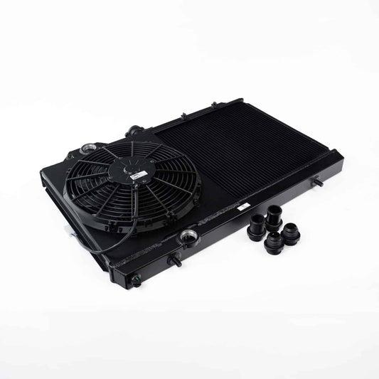 CSF HIGH-PERFORMANCE ALL ALUMINUM “Full slim” radiator w/ adjustable -16 or slip-on fittings & 12? SPAL FAN/shroud - Evo 4, 5, 6, 7, 8, & 9 - Black Finish for High-End Stealth Look