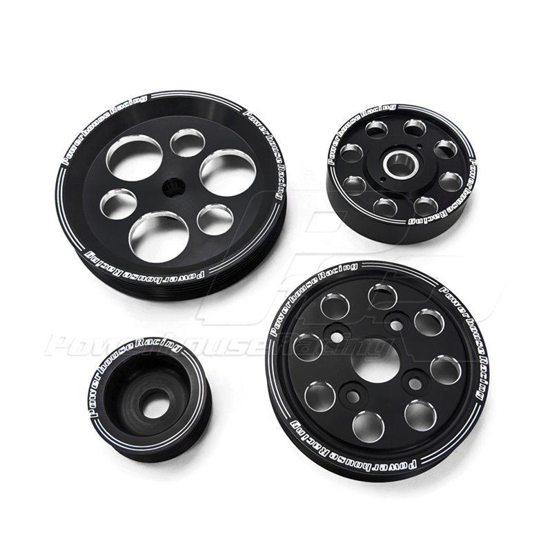 PHR 4 Piece BLACK EDITION Billet Aluminum Pulley Set w/ idler for IS300 and 97-04 GS300 (includes Alternator, P.S. Pump, Water Pump, and idler pulleys
