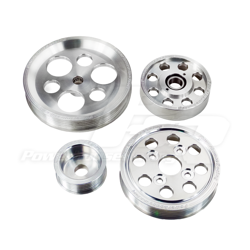 PHR 4 Piece POLISHED Billet Aluminum Pulley Set w/ idler for IS300 and 97-04 GS300 (includes Alternator, P.S. Pump, Water Pump, and idler pulleys
