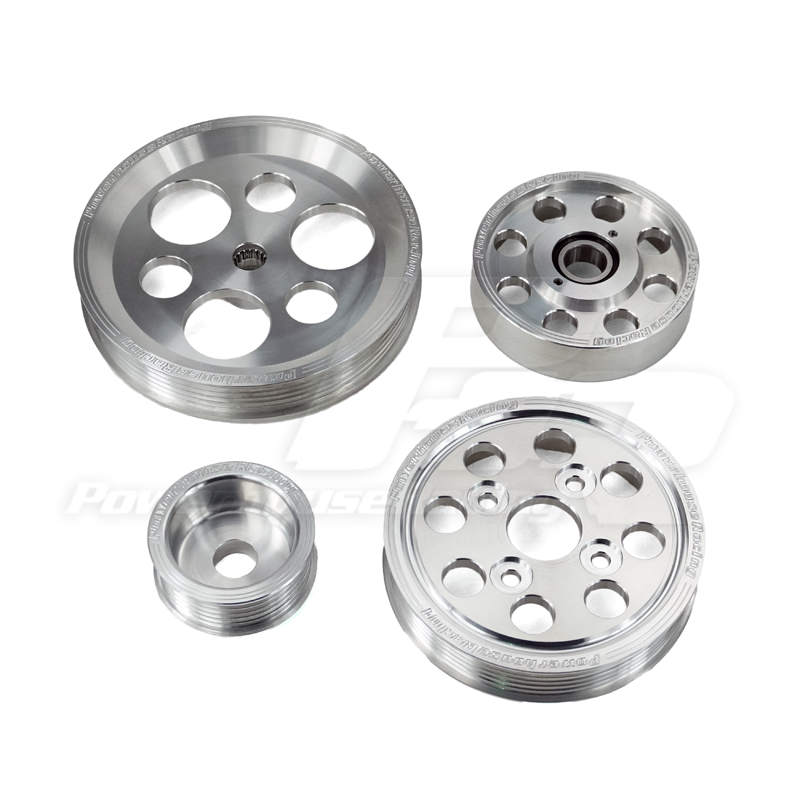 PHR 4 Piece Billet Aluminum Pulley Set w/ idler for IS300 and 97-04 GS300 (includes Alternator, P.S. Pump, Water Pump, and idler pulleys