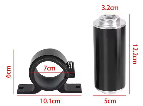Future Motorsports Billet Aluminium Fuel Filter 100 Micron Stainless Steel Filter With Mounting Bracket Fittings