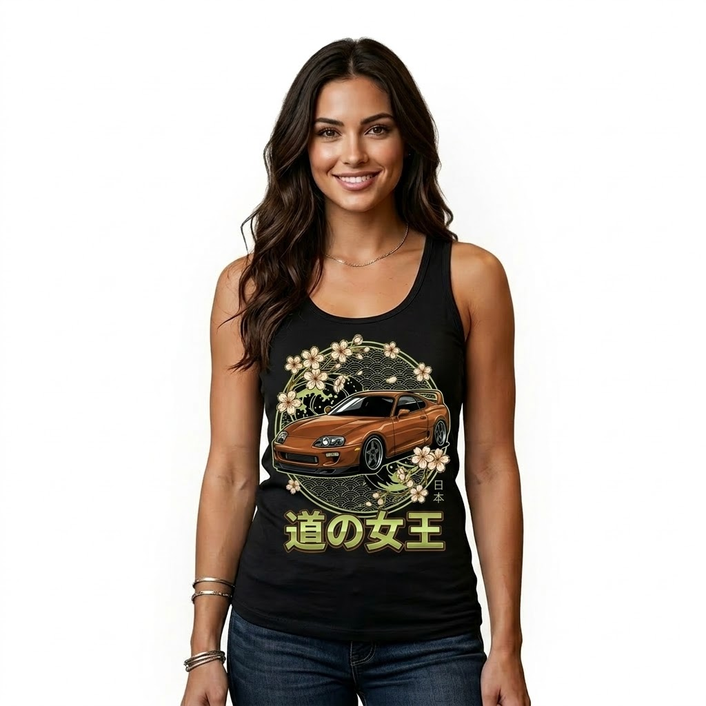 PHR PowerHouse Racing PHR Japanese Kanji "Queen of the Road" Womens Tank Top