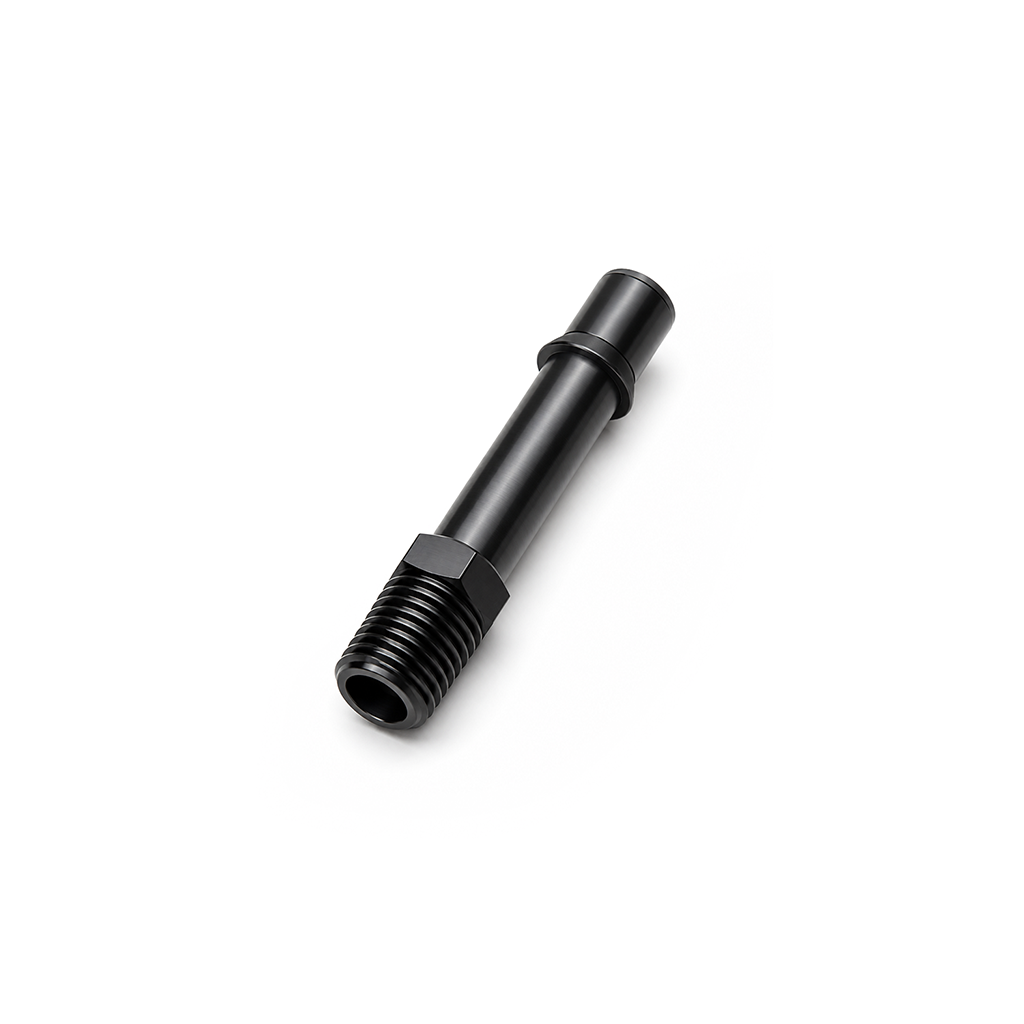 PHR PowerHouse Racing 1/16 NPT male to 6mm hose barb, Straight, Aluminum, Anodized Black