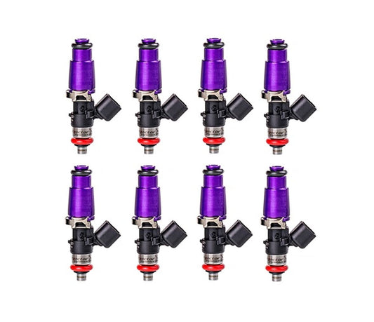 Injector Dynamics ID1300x², for 2011+ Ford Mustang GT 5.0L Coyote applications. 14 mm (grey) adapter top AND (blue) BOTTOM adapter.  Direct plug-in. Set of 8. - Future Motorsports - INJECTORS - Injector Dynamics - Future Motorsports