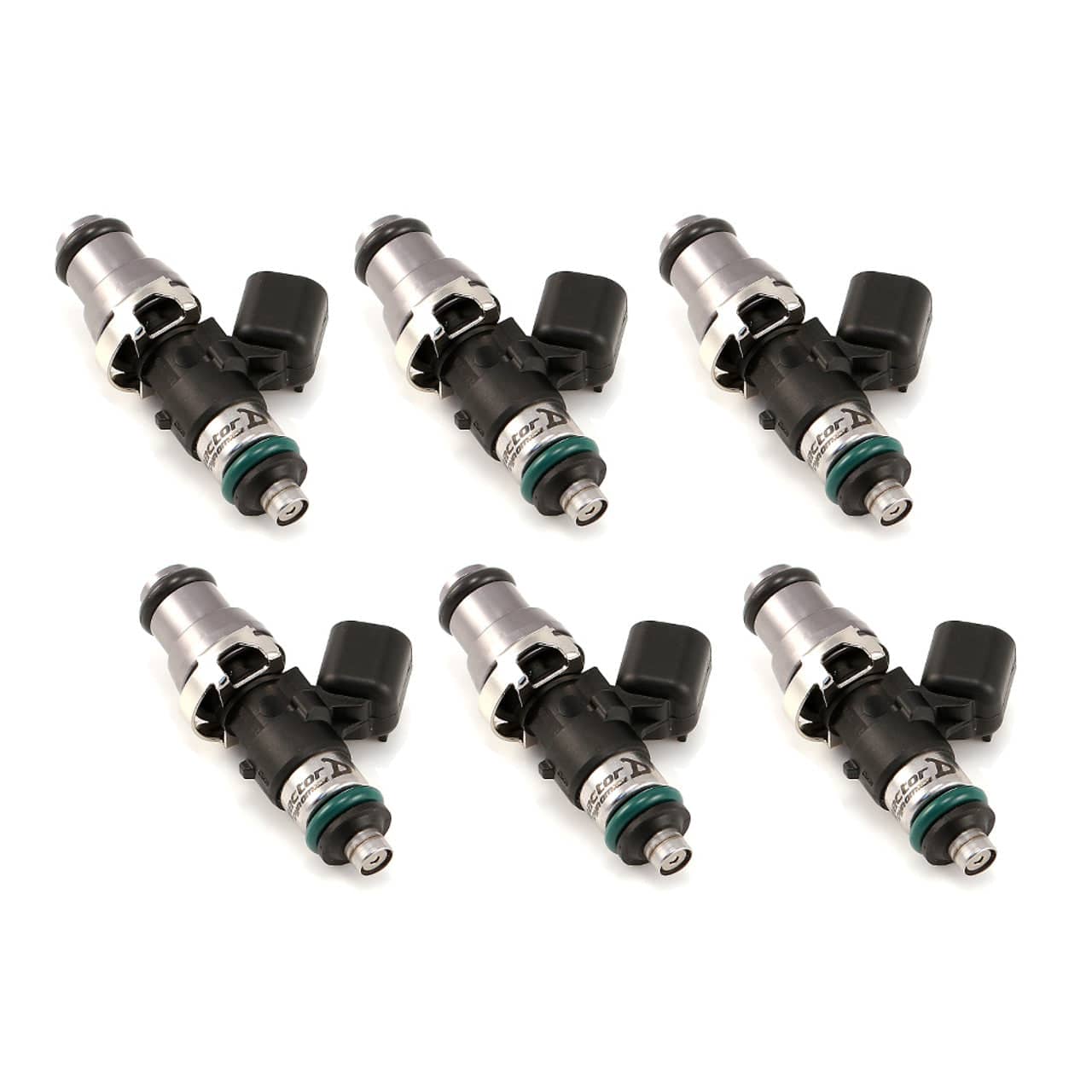 Injector Dynamics ID1300x², for BA/BF Ford Falcon XR6 turbo. 14 mm (grey) adaptor top AND (silver) BOTTOM adaptor. Set of 6.
