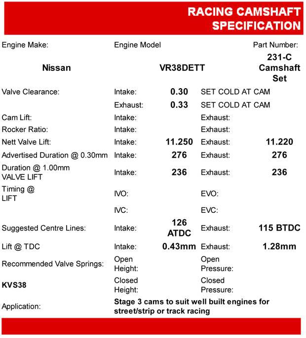 Kelford Stage 3 Camshafts [231-C] R35 GTR - Future Motorsports -  - Kelford - Future Motorsports