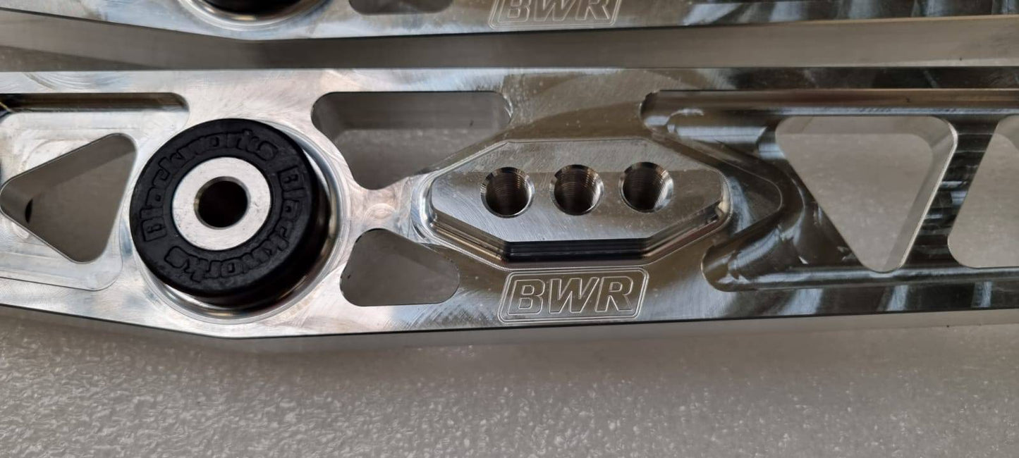 BWR Honda Civic EK Billet LCA (lower control arms) Polished Fits: 1996-2000 Honda Civic (all) Open Box