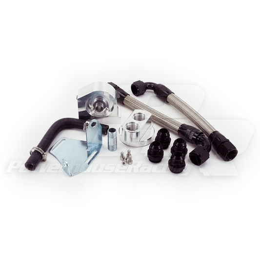 PHR XTM Oil Filter Relocation Kit
- Use without factory oil cooler
- Stainless braided hose with black hose ends