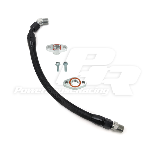 PHR Turbo Oil Drain Kit - Black braided line with black hose ends