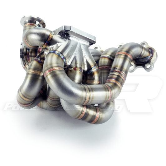 PHR S23 BILLET Turbo Manifold for 2JZ-GTE  - T4 Twin-Scroll Billet Collector
- Equal Length Runner Design
- 1.25" 304L Stainless Steel Schedule 10 Primaries (1.44" ID)
- Dual 44/46mm Wastegate Flange