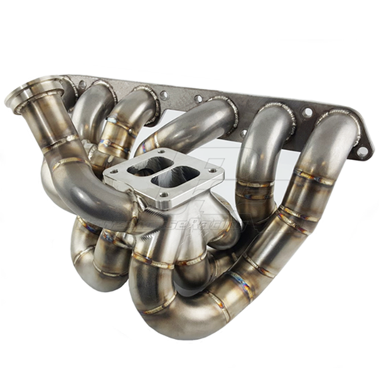 PHR S23 BILLET Turbo Manifold for 2JZ-GE (Early Model Requires Coil on Plug Conversion)- - T4 Twin-Scroll Billet Collector
- Equal Length Runner Design
- 1.25" 304L Stainless Steel Schedule 10 Primaries (1.44" ID)
- Dual 44/46mm Wastegate Flange