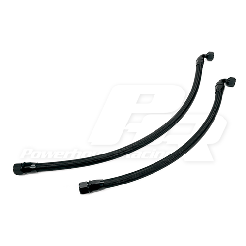 PHR -12 Breather lines for PHR Gen 2 Breather Tank to PHR Billet Valve Covers -  Black Braided Line, Black Hose Ends