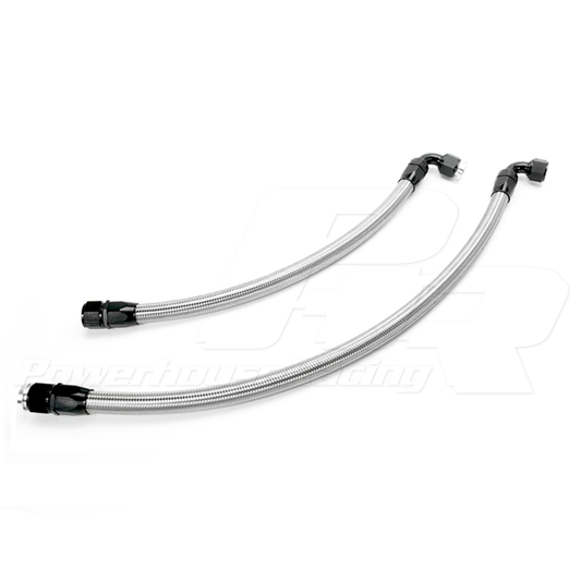 PHR -12 Breather lines for PHR XTM Breather Tank to PHR Billet Valve Covers -  Stainless Braided Line, Black Hose Ends