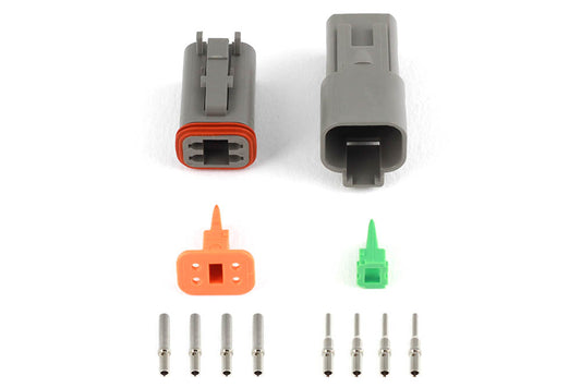 Haltech Plug and Pins Only - Matching Set of Deutsch DT-4 Connectors  (DT06-4S + DT04-4P) - (13 Amp)