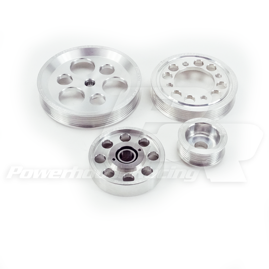 PHR 4 Piece Billet Aluminum Pulley Set for 2JZ- Machined finish