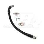 PowerHouse Racing (PHR) Turbo Oil Drain Kit for RHD Supra- Black braided line with black hose ends