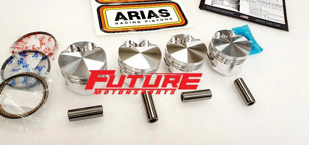 Arias Pistons Toyota 1.3L 4EFTE Bore 2.913 CH 1.180 Stroke 77.4 Rod 4.646 CR 8.5:1 Dish Head 35CC - Future Motorsports - ENGINE BLOCK INTERNALS - Arias Pistons - Future Motorsports